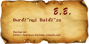 Burányi Balázs névjegykártya